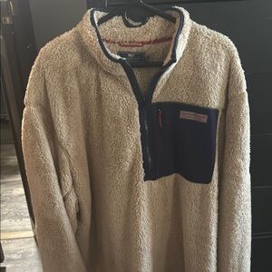 Navy and Cream Sherpa Pullover